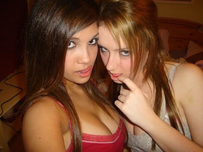 Stirring teens seducing with hot glance