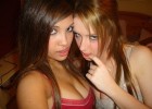 Stirring teens seducing with hot glance