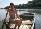 Hot girlfriend posing topless in nature