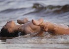 Letting herself cooled by ocean water